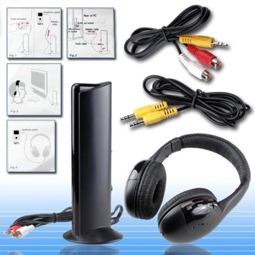 Trade Shop - Cuffia Cuffie Wireless 5 In 1 Senza Fili Wi-fi Microfono Radio Fm -