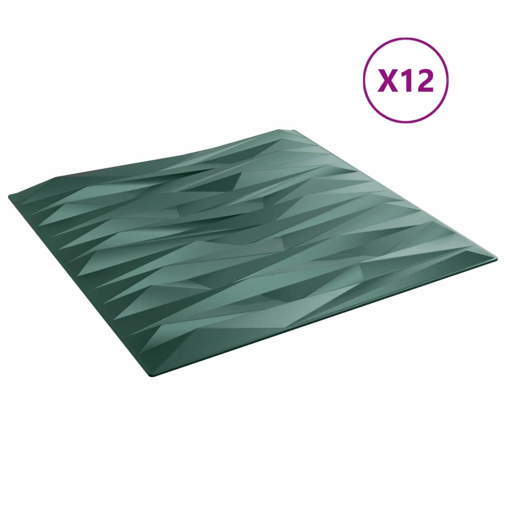 Pannelli da parete 12 pcs Verde pietra 50 x 50 cm Schiuma XPS