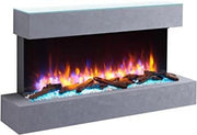Stufa elettrica con camino - 25D x 110B x 57,3H cm - 2000W - Con copertura in vetro - Grigio