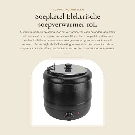 Elettrosoffiatrice per Zuppe - 10L - Sicura per l'Alimentazione - Ideale per Buffet e Feste