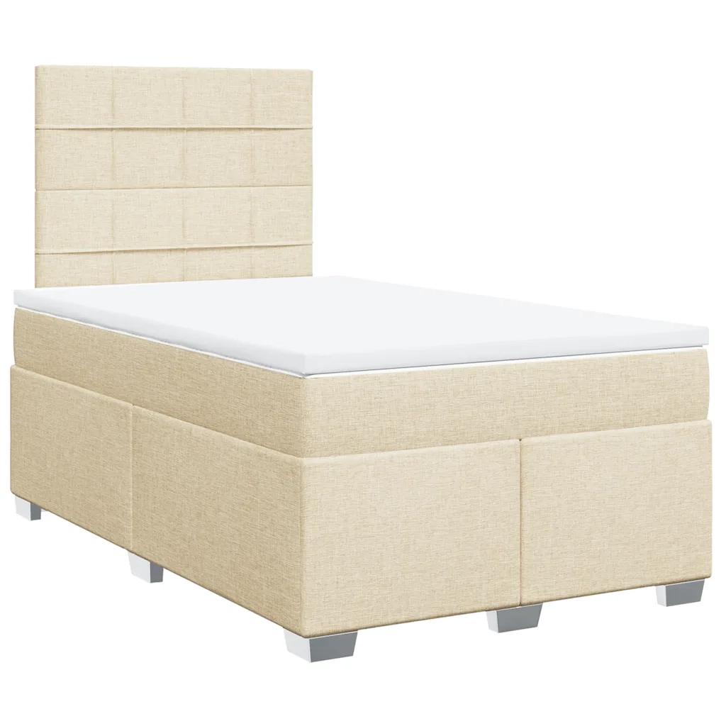 Giroletto a Molle con Materasso Crema 120x200 cm in Tessuto