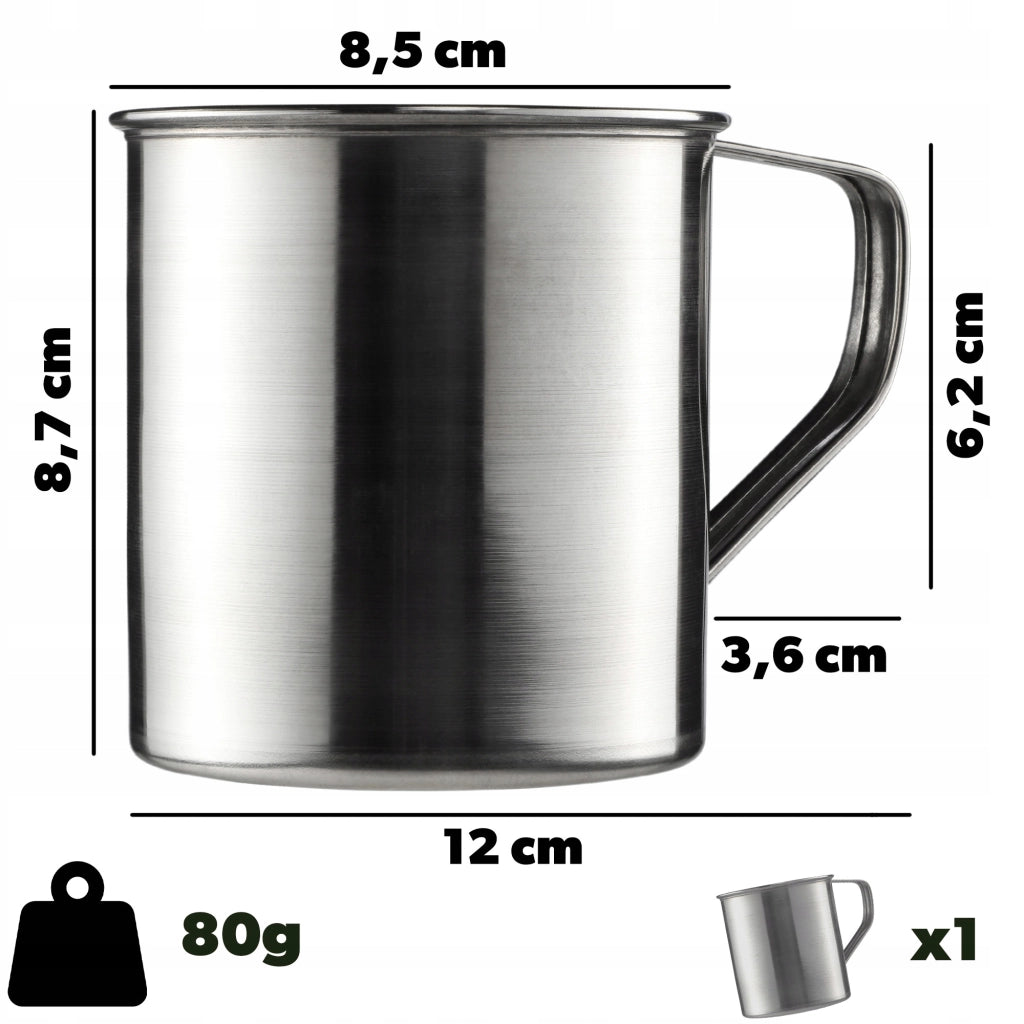 Tazza da turista in acciaio KADAX 400 ml 0,4 L Pentola da pesca in metallo con manico