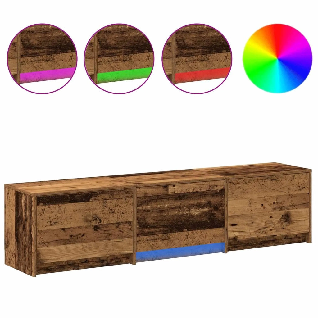 Mobile TV con LED con cassetto Legno vecchio 165 x 34 x 40 cm