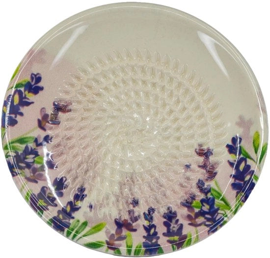 Raspiera ceramica/snipper ceramica - ideale per gengibre, formaggio Parmigiano, ecc. - con lavanda - diametro: 12 cm - manufatto artigianale e decorato a mano - realizzato in Spagna