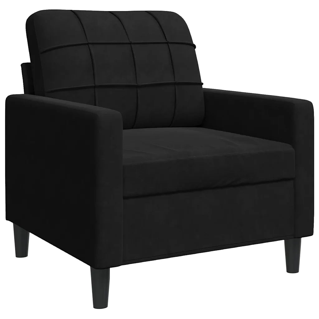 Set di Divani 4 pz con Cuscini Nero in Velluto