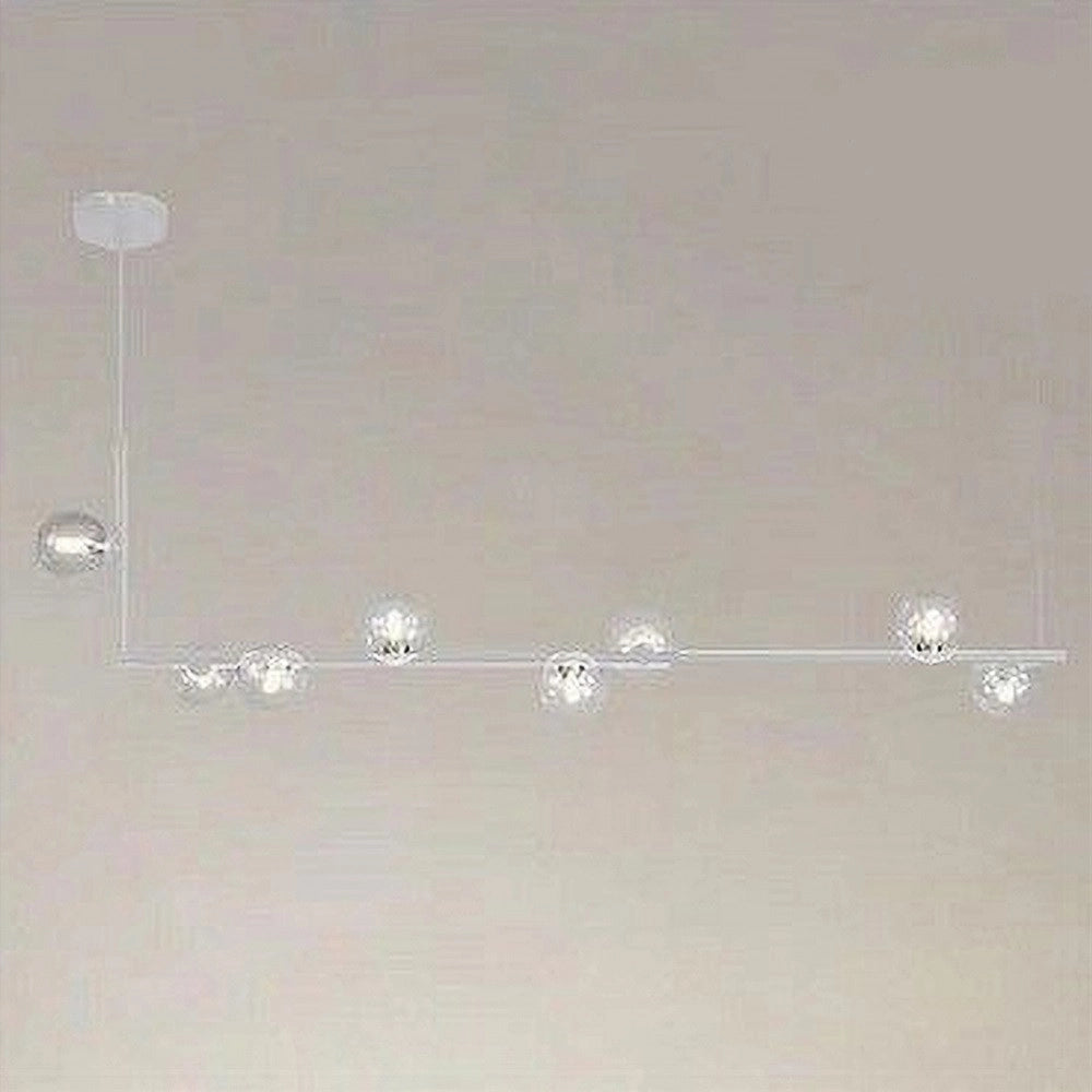 Trade Shop - Lampadario 8 Sfere G9 In Vetro Da Soffitto In Metallo Bianco Design Moderno 71614 -