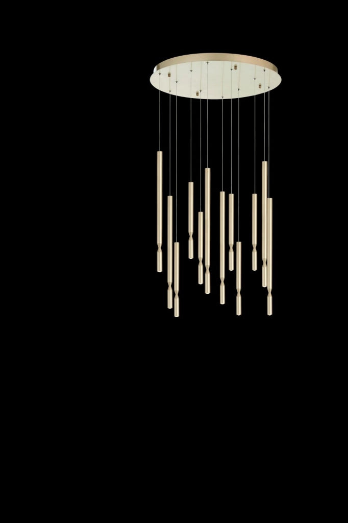 SOSPENSIONE MULTIPLA TUBIC 12  ORO LED 3000K 5760LM 84W DIMMERABILE