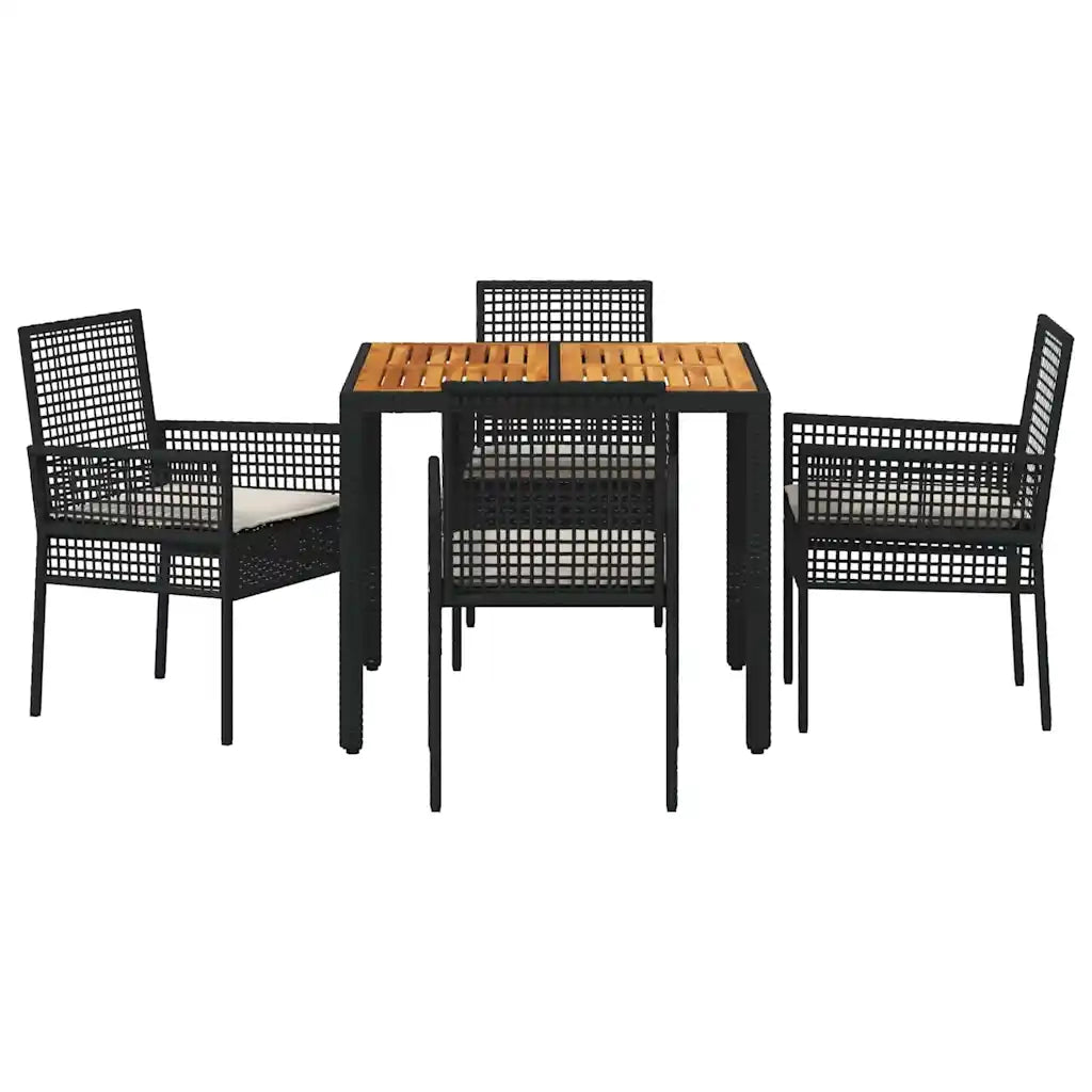Set da Pranzo per Giardino 5 pcs Nero polyrattan 3334902