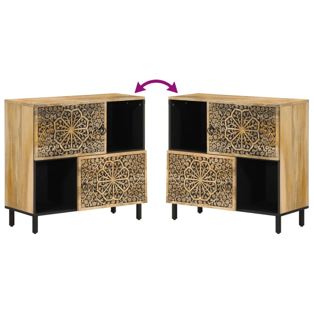 Credenza-Buffet-Armadio da cucina 80x33x75 cm in Legno Massello di Mango 810554