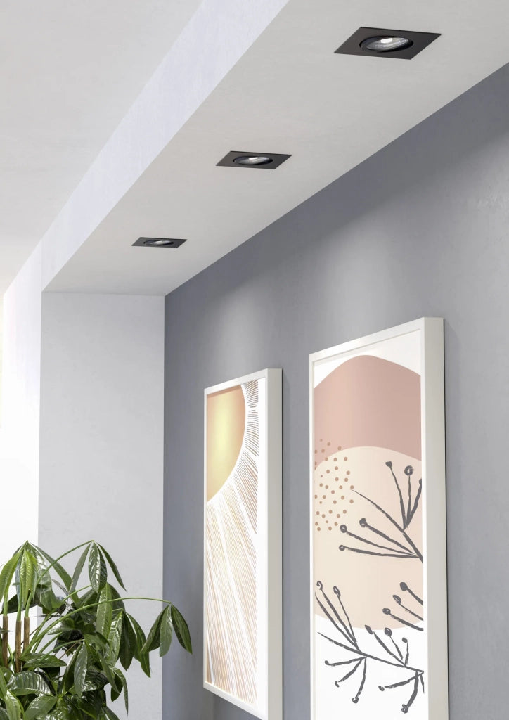 Set 3 Faretti Incasso Quadrati Saliceto Alluminio Nero Led 4,8W 3X450Lm Ip20