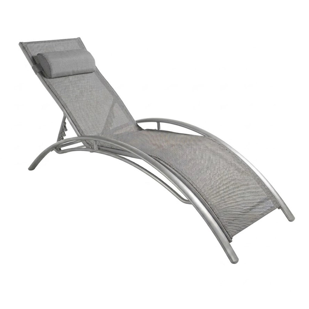 Set 2 Lettini Prendisole Reclinabili Per Giardino Con Schienale Regolabile 5 Posizioni Tessuto Traspirante Per Piscina Terrazza Outdoor 59 x 158 x 81.5 Cm Grigio