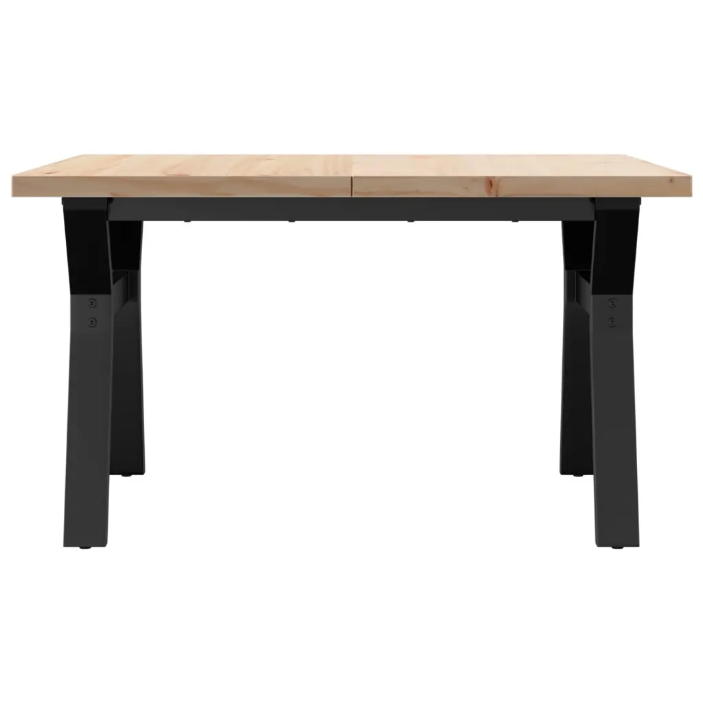 Tavolino Salotto Telaio a Y 80x80x45,5cm Legno Pino e Acciaio