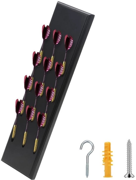 Dartstandaard in legno massiccio - Montaggio a parete - Per 12 darts - Stand per dartboard - Design elegante - Dimensioni 40 × 10,5 × 2 cm