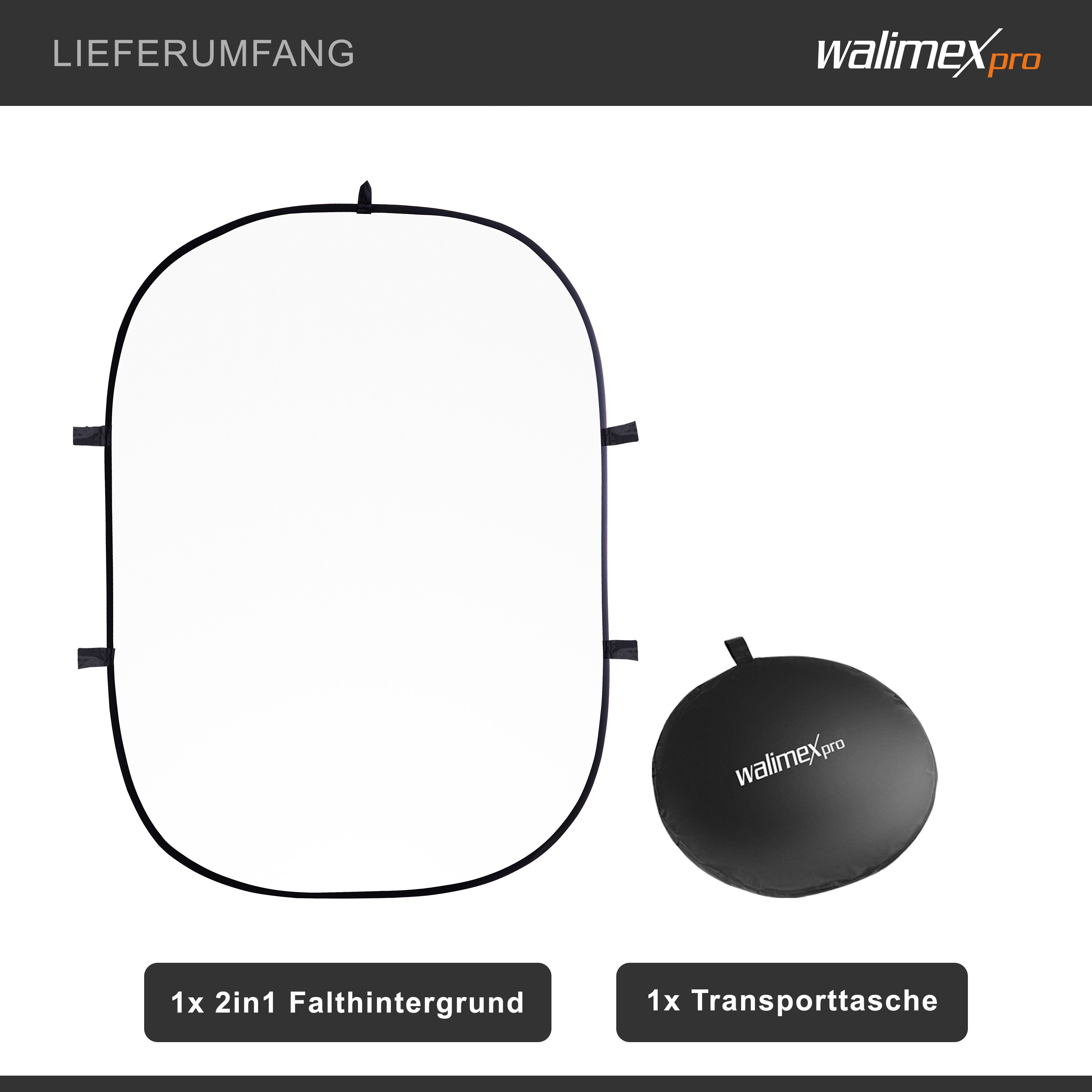 Sfondo pieghevole 2 in 1 nero/bianco 150 x 200 cm, robusto fondale fotografico con cornice stabile, per studio fotografico con borsa di trasporto