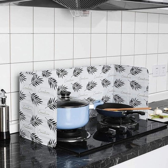 Spatoliera op-pieghevole - Protezione per superfici da oli - Accessori da cucina - Piastrelle di sospensione - Foglio di alluminio - Dimensioni 84,5 x 32,7 cm - Protezione da cucina