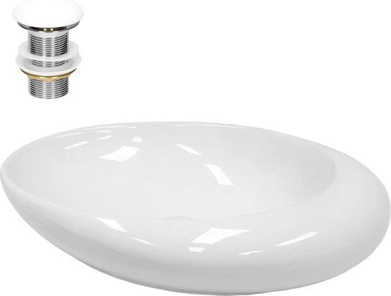 Wastafel inclusa con impianto di scarico bianca senza scarico 58,5x37,5x14,5 cm ceramica bianca 

 Dimensioni: 58,5x37,5x14,5 cm
 Materiale: ceramica