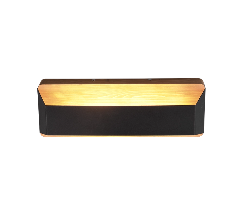 Applique LED bi-emissione, nero e naturale, 35x12 cm, Arino