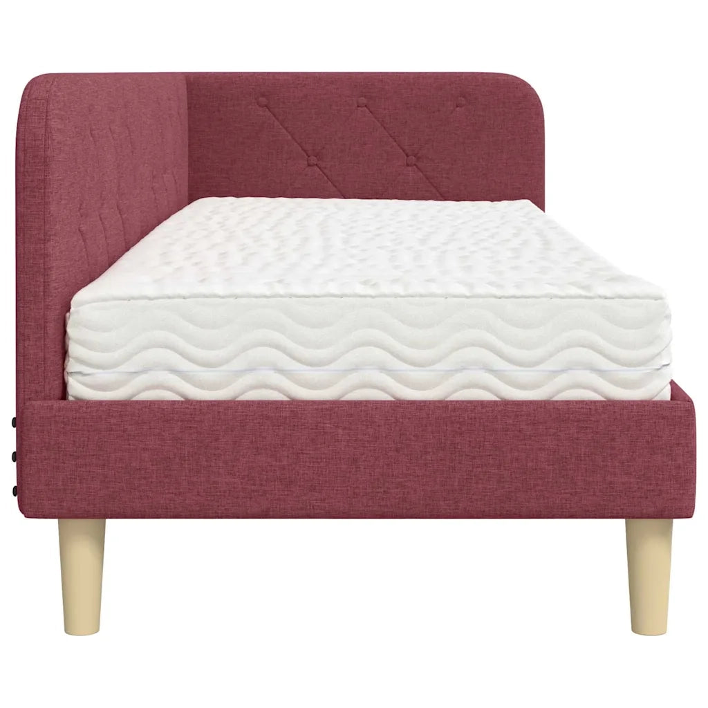 Cornice del letto ad angolo Rosso Vino 80 x 200 cm Tessuto