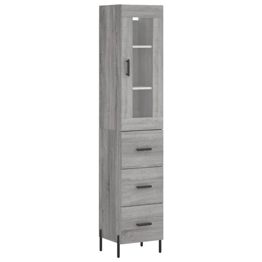 Buffet credenza cassettiera armadio mobile contenitore organizer cucina soggiorno salotto rovere Sonoma alto 34,5 x 34 x 180 cm legno ingegnerizzato grigio 02_0035260