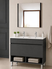 Mobile bagno con piedini con lavabo extrapiano ORIGENBATH NEBARI senza specchio 120x45 cm doppio lavabo grafite