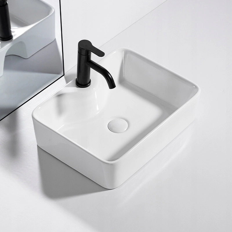 Lavabo da appoggio in ceramica bianco rettangolare 47 cm x 37 cm grande
