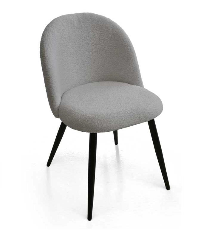 SET 4 POLTRONE IMBOTTITE IN TESSUTO TEDDY COLORE GRIGIO SEDIA CON GAMBE IN METALLO NERO 48X50X79 CM PORTATA MAX 130 KG