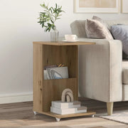 Tavolo laterale con ruota Rovere artigianale 40 x 35 x 60 cm