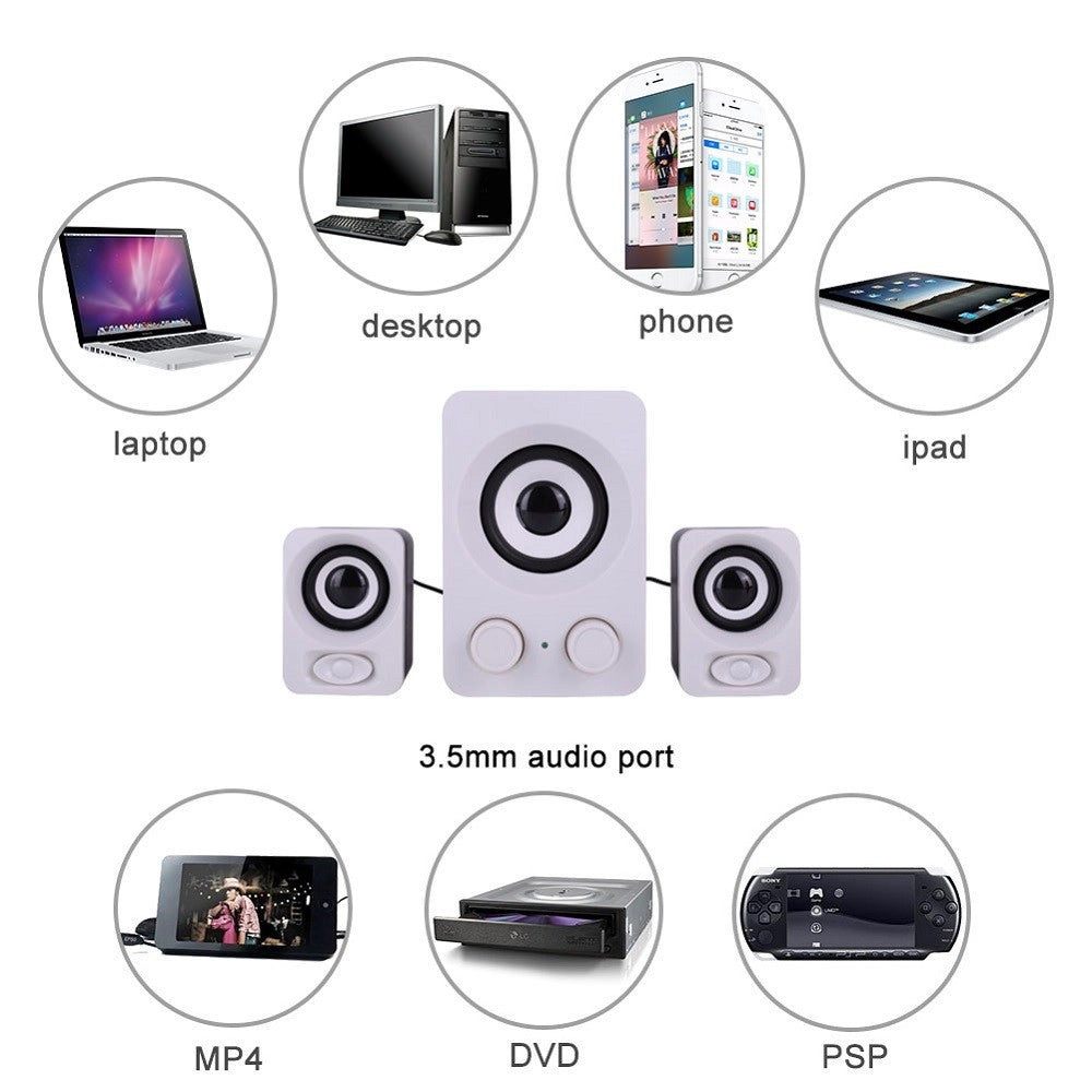 Trade Shop - Casse Acustiche Pc 2.1 Speaker Audio Musica Mp3 Tv Aux Desktop Notebook Ft-q7 -