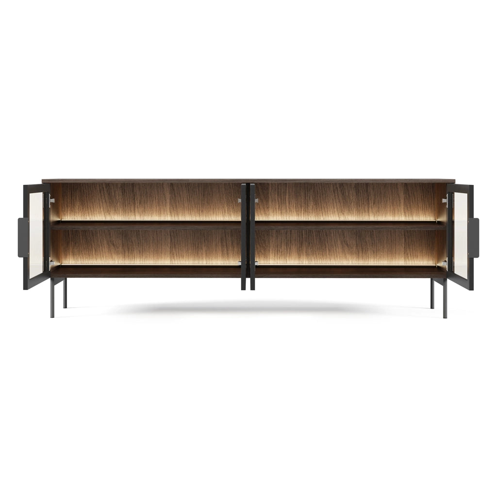Kalerora, Mobile Porta tv 3 Ripiani, 181x39x62h cm Marrone Noce
