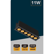 Trade Shop - Faretto Led Rettangolare Incasso 11w Luce 6000k 4000k 3000k Moderno Nero Xtd-6-n - -bianco Naturale      -