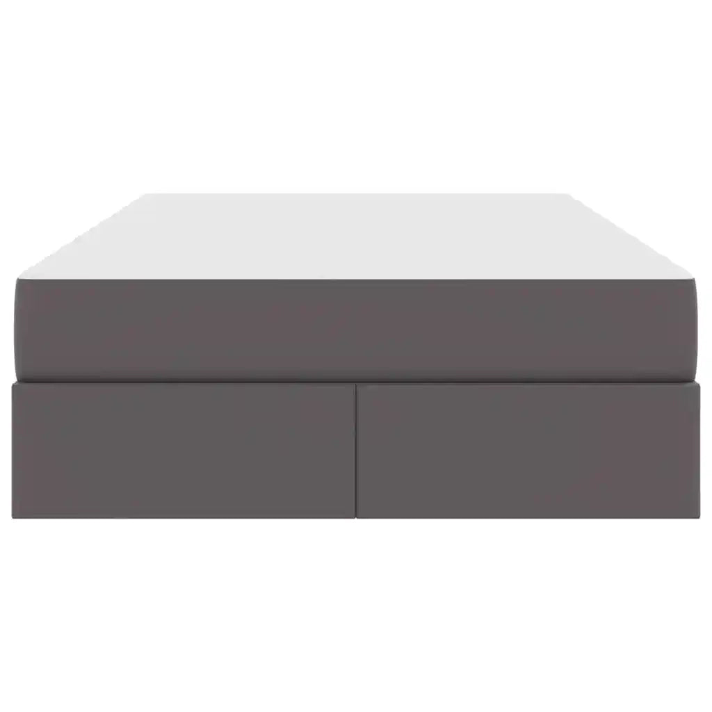 Letto con contenitore e materasso 2 pcs Grigio Pelle