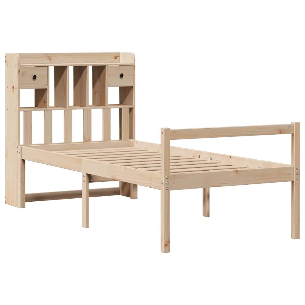 Letto Libreria senza Materasso 90x200 cm Legno Massello Pino 3322049