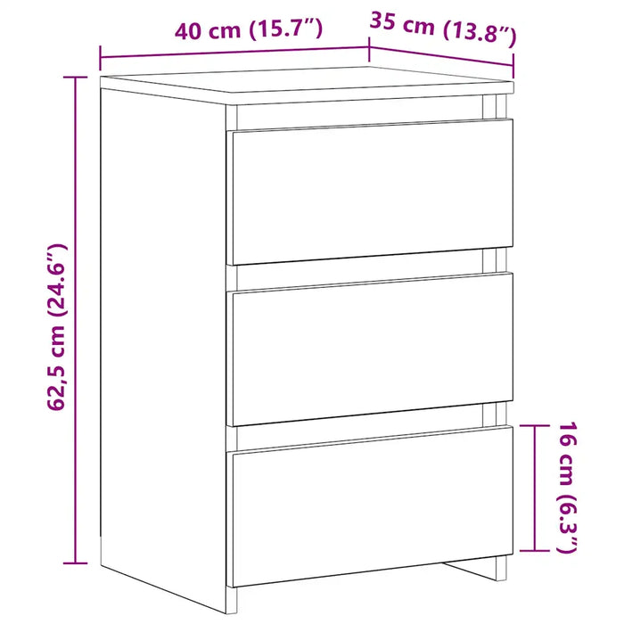 Comodini 2 pz Bianco Lucido 40x35x62,5 cm in Truciolato cod mxl 52237