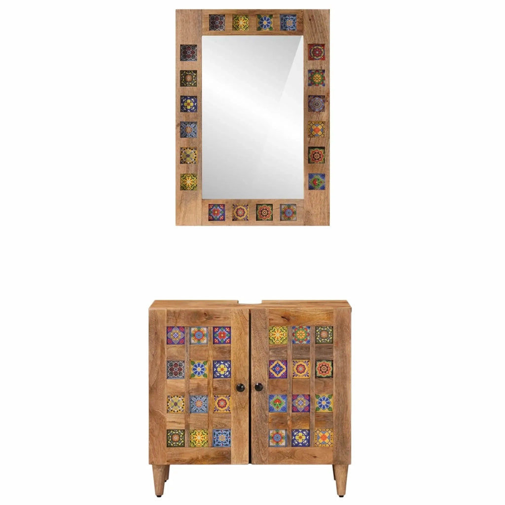 Set di mobili per il bagno Montaggio a parete 2 pcs Naturale