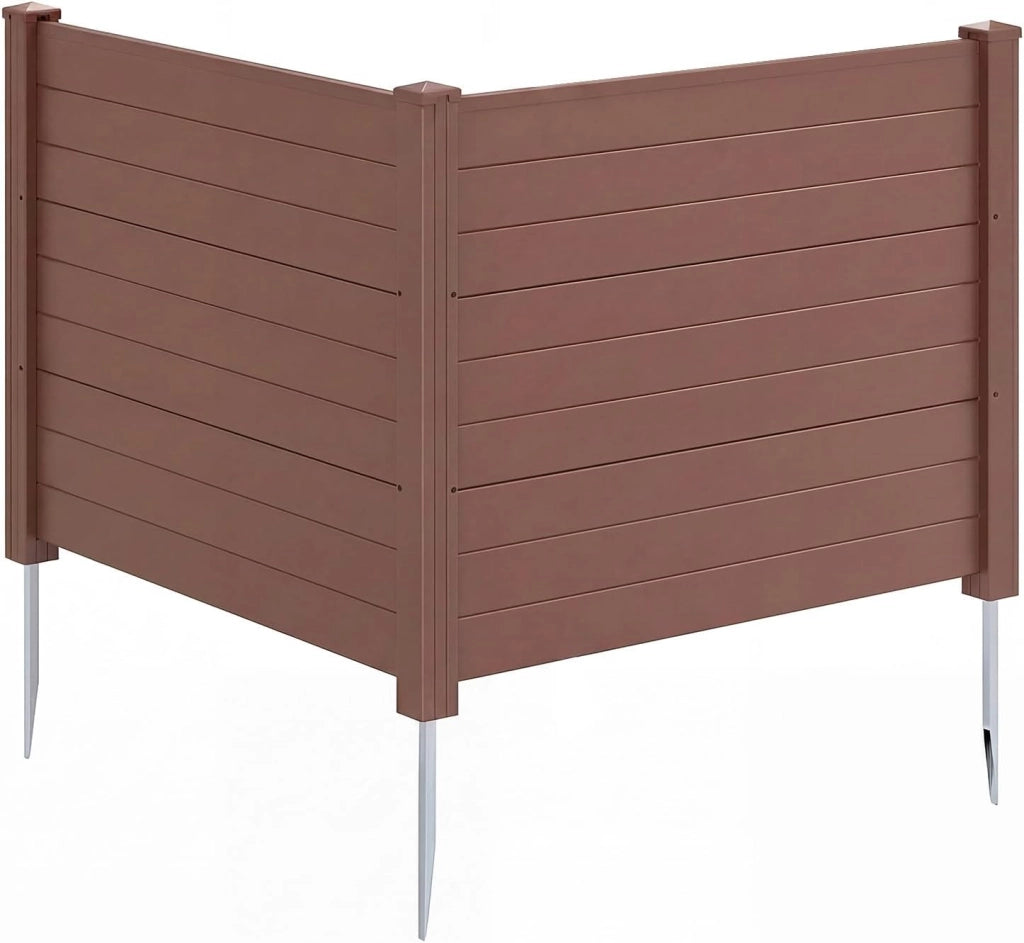 Schermo per Privacy da Esterno, Recinzione con 3 Pannelli e Pali di Metallo Zincato, Recinto da Esterno Versatile e Modulare per Piscina, Copribidone e Condizionatore d’Aria (Marrone)