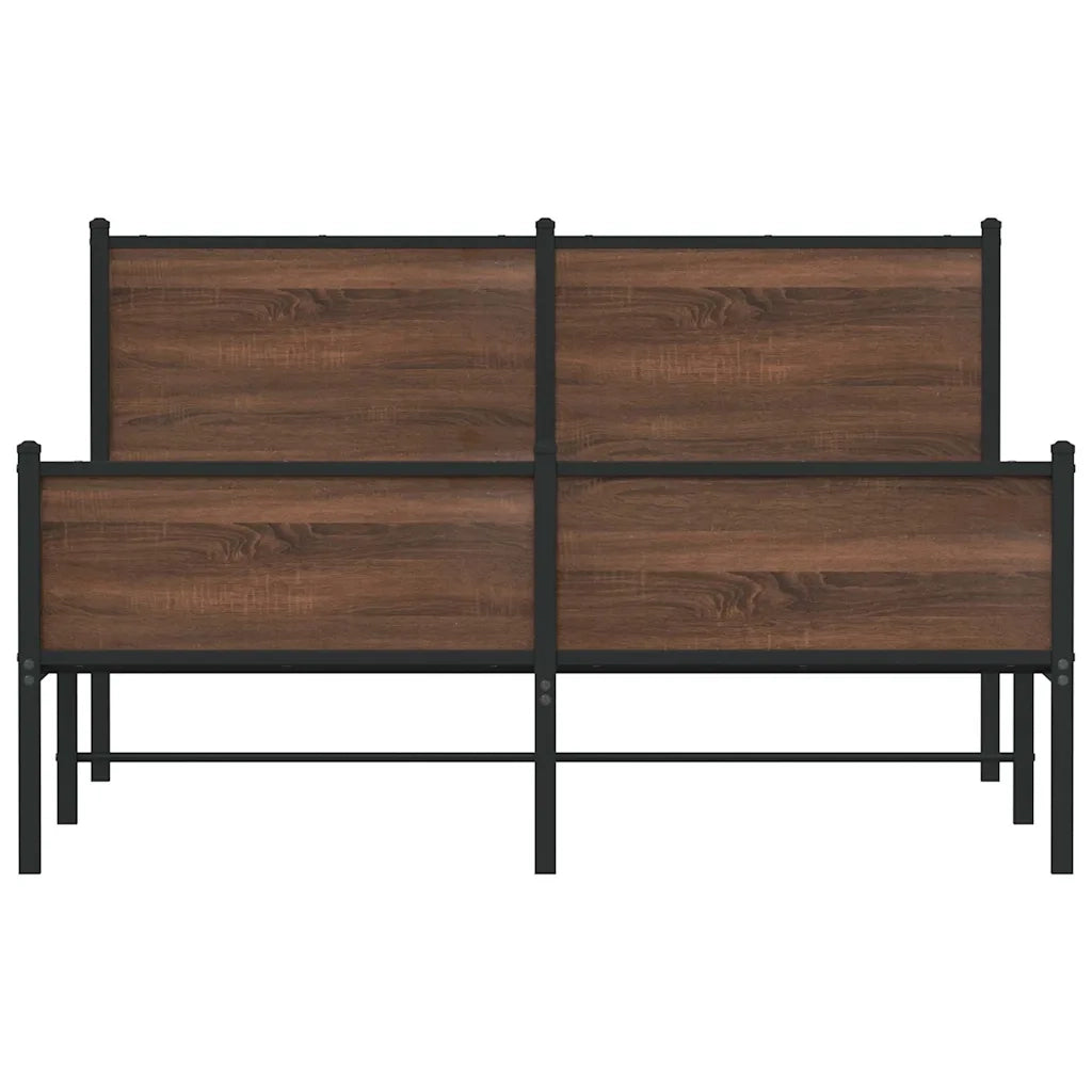 vidaXL Giroletto senza Materasso in Metallo Rovere Marrone 140x200 cm