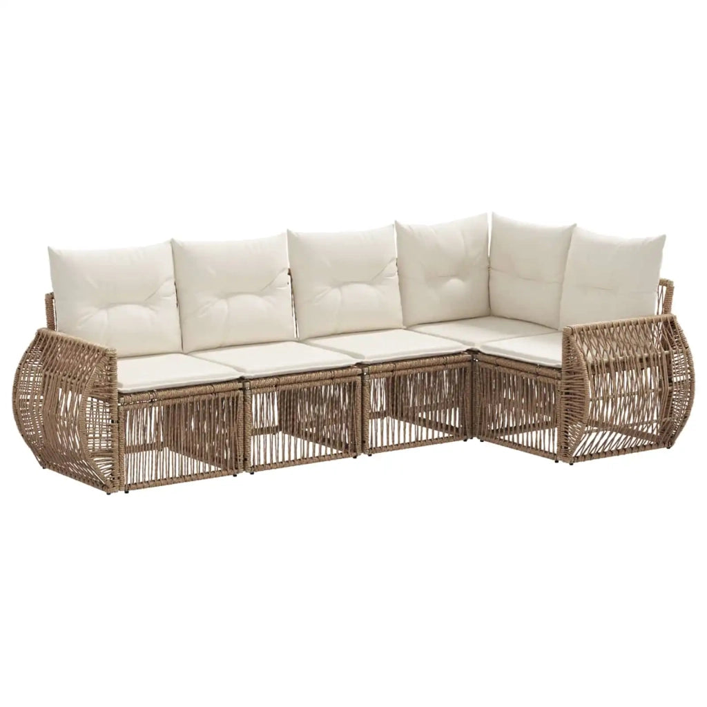 Set Divano da Giardino 5 pcs Beige e Bianco Crema polyrattan 3435417