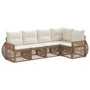Set Divano da Giardino 5 pcs Beige e Bianco Crema polyrattan 3435417