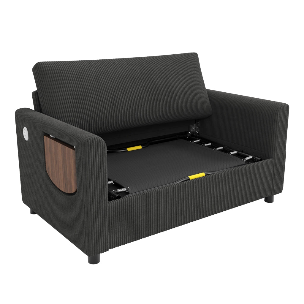 SOFA LETTO 2 posti 134x82-223x84 cm Grigio Corduroy con materasso incluso