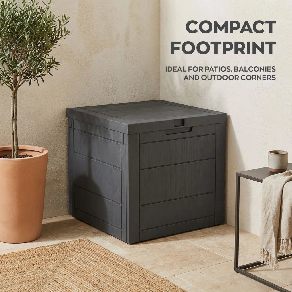Neo 35 - Baule Portaoggetti da Giardino 54x53x56 cm Contenitore Lucchettabile in Resina Antracite