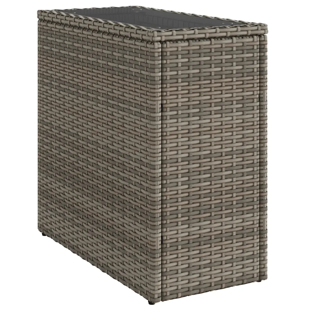 Tavolino Giardino | Tavolino da esterno Piano Vetro Grigio 58x27,5x55 cm Polyrattan