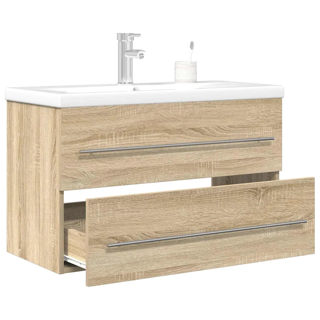 Set Mobili da Bagno 2 pz Rovere Sonoma in Legno Multistrato 3324964