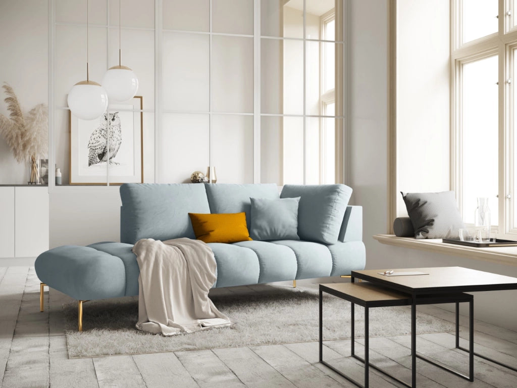 Cosmopolitan Design - Chaise longue sinistra "Hastings" 2 posti in velluto azzurro 