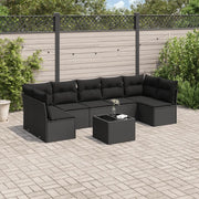 Set Divani da Giardino con Cuscini 8 pz Nero in Polyrattan
