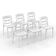 Set 6 sedie in polipropilene FLOW, 100% MADE IN ITALY, impilabile, resistente ai raggi UV, design moderno, ideale per sala da pranzo, cucina, bar, ristoranti o giardino, colore Bianco