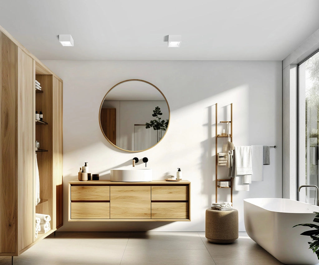 NASSO Soffitto 1 Luce  attacco GX53 Quadrata bianca in gesso e alluminio 12x12cm