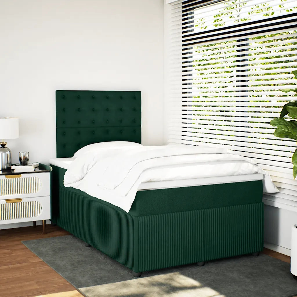 Giroletto a Molle con Materasso Verde Scuro 120x200 cm Velluto