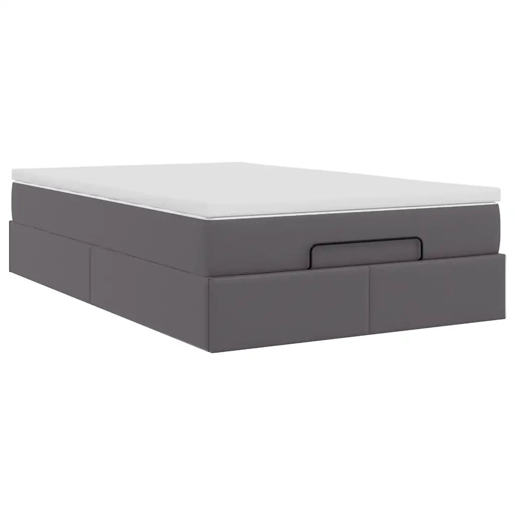 Struttura Letto Pouf con Materasso Grigio 120x200 cm Similpelle 3311034