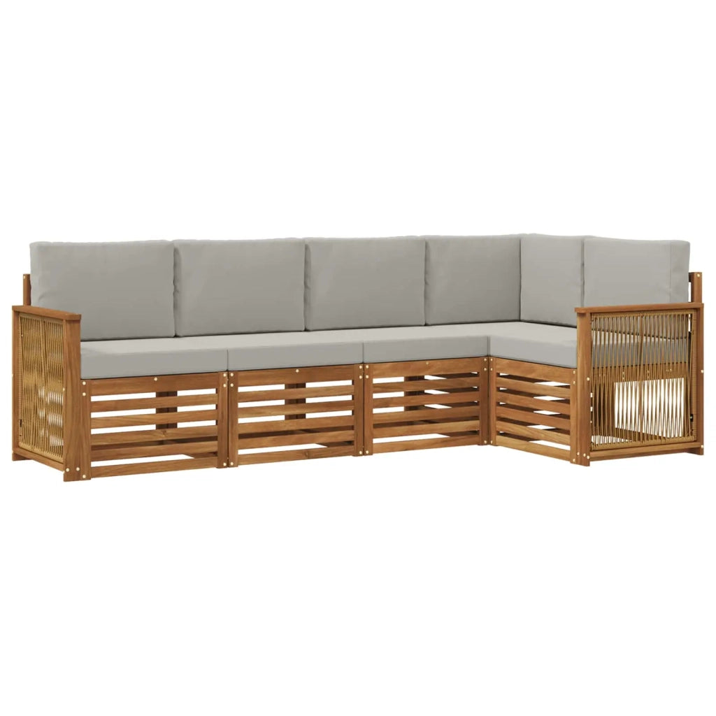 Set divano sezionale con cuscino 4 pcs Naturale e Grigio Chiaro 3384357