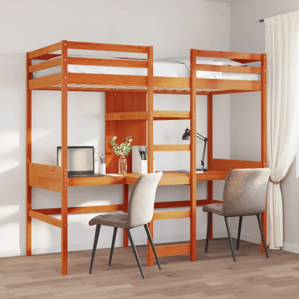 vidaXL Giroletto Soppalco senza Materasso Marrone Cera 80x200cm Pino